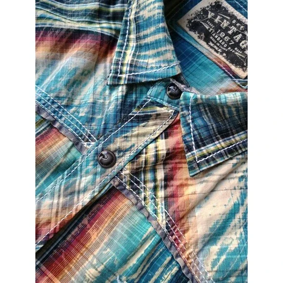 BKE Shirt Men XXL Vintage 1967 Pearl Snap Western Cowboy Tailored Short Sleeves - Picture 3 of 6